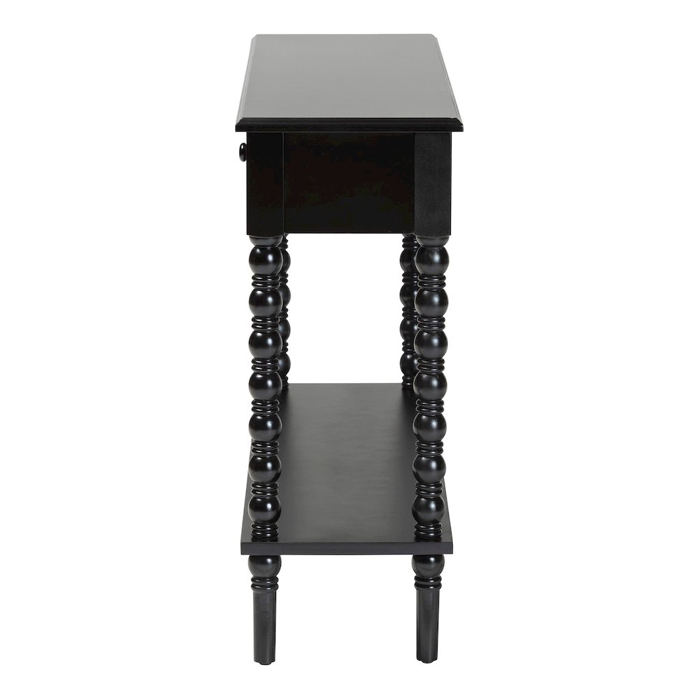 Malinda Classic Black Wood 2-Drawer Console Table with Spindle Legs. Picture 4