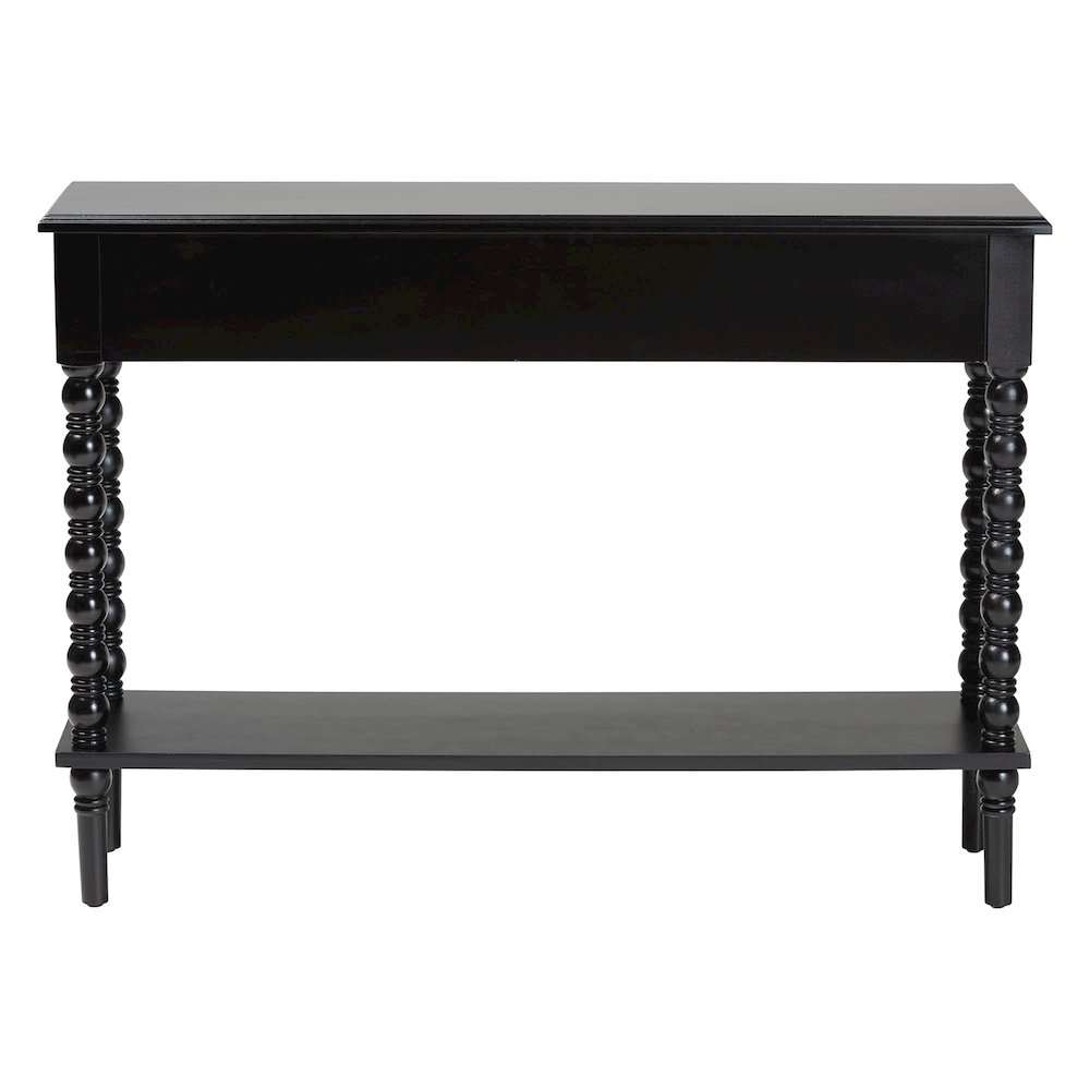 Malinda Classic Black Wood 2-Drawer Console Table with Spindle Legs. Picture 5