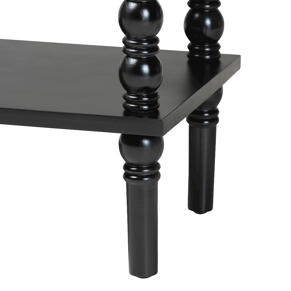Malinda Classic Black Wood 2-Drawer Console Table with Spindle Legs. Picture 7