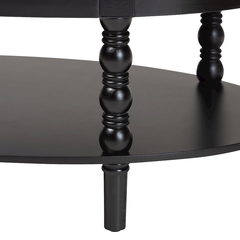 Malinda Classic Black Wood 1-Drawer Coffee Table with Spindle Legs. Picture 6