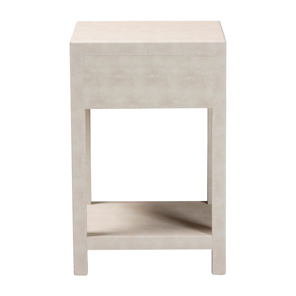 Dansby Modern Beige Faux Shagreen 1-Drawer End Table. Picture 5