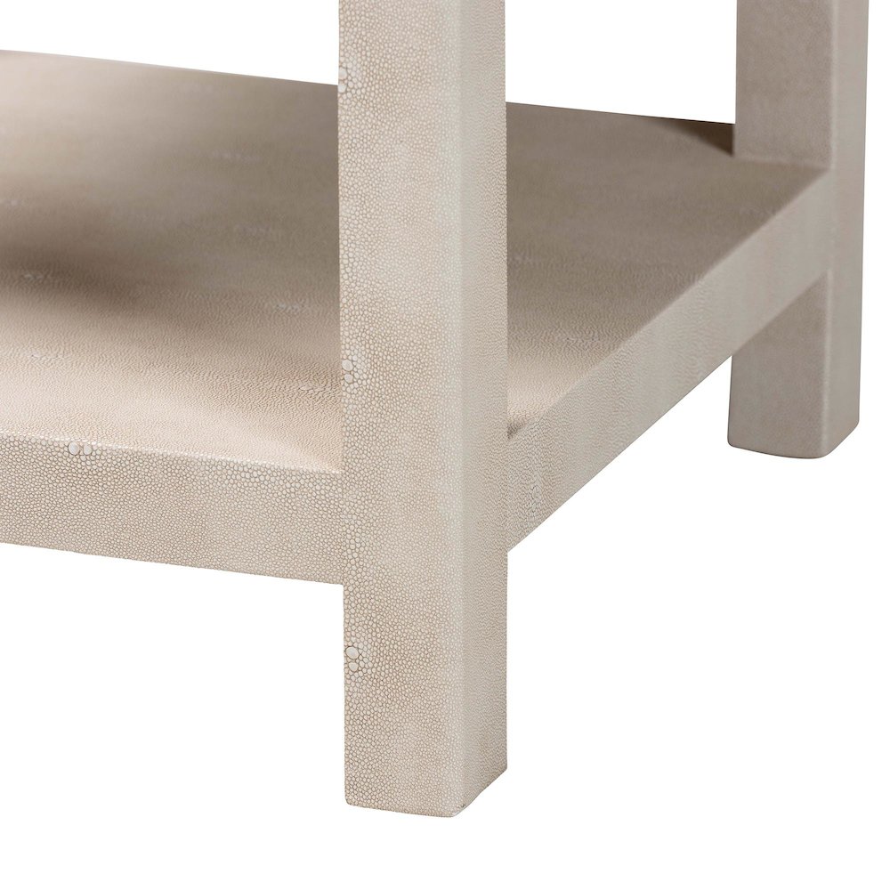 Dansby Modern Beige Faux Shagreen 1-Drawer End Table. Picture 7