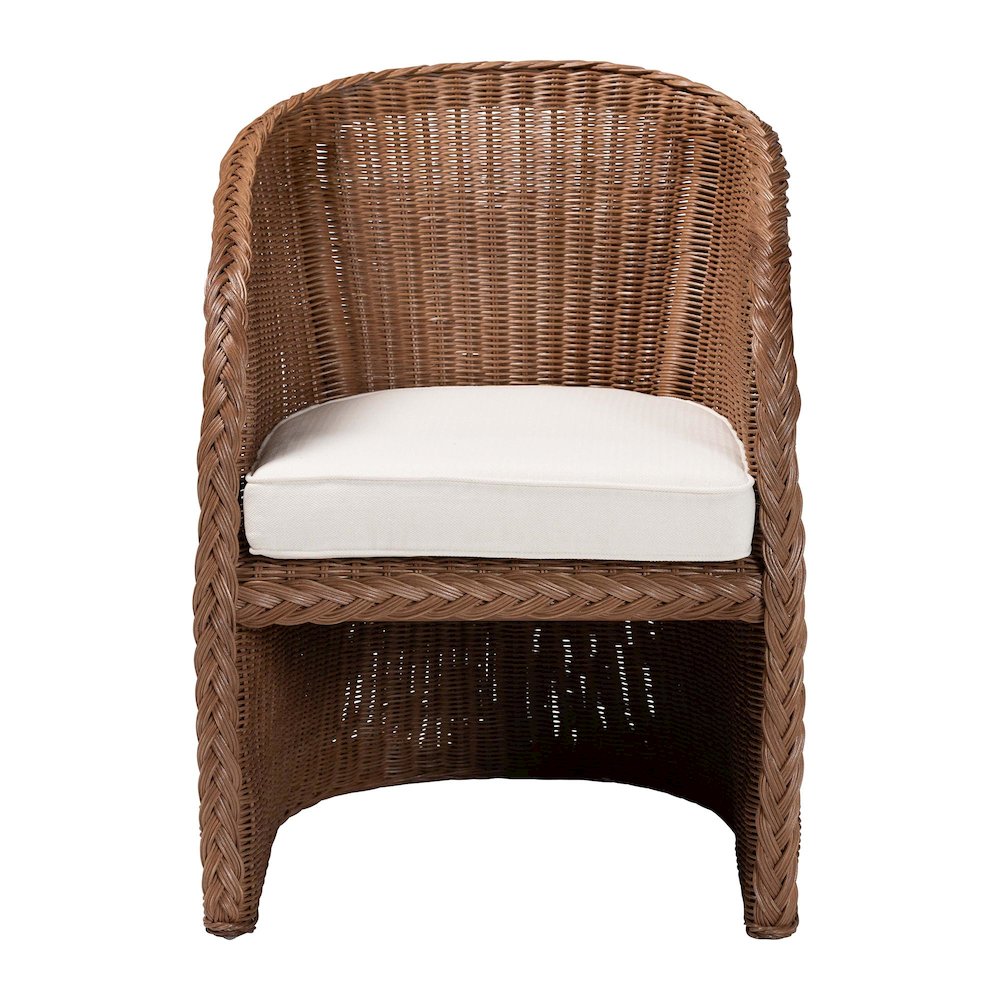 Memphis Bohemian Peanut Brown Braided Rattan Arm Chair. Picture 2
