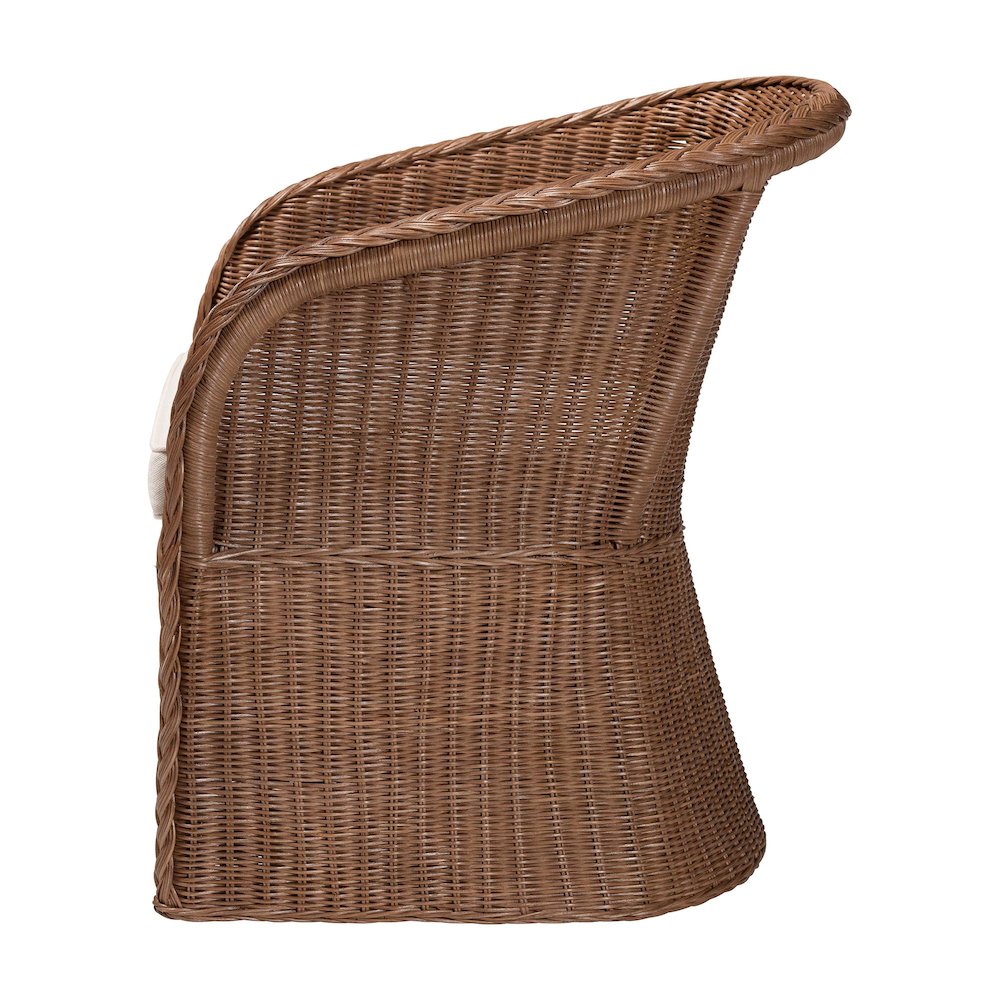Memphis Bohemian Peanut Brown Braided Rattan Arm Chair. Picture 3