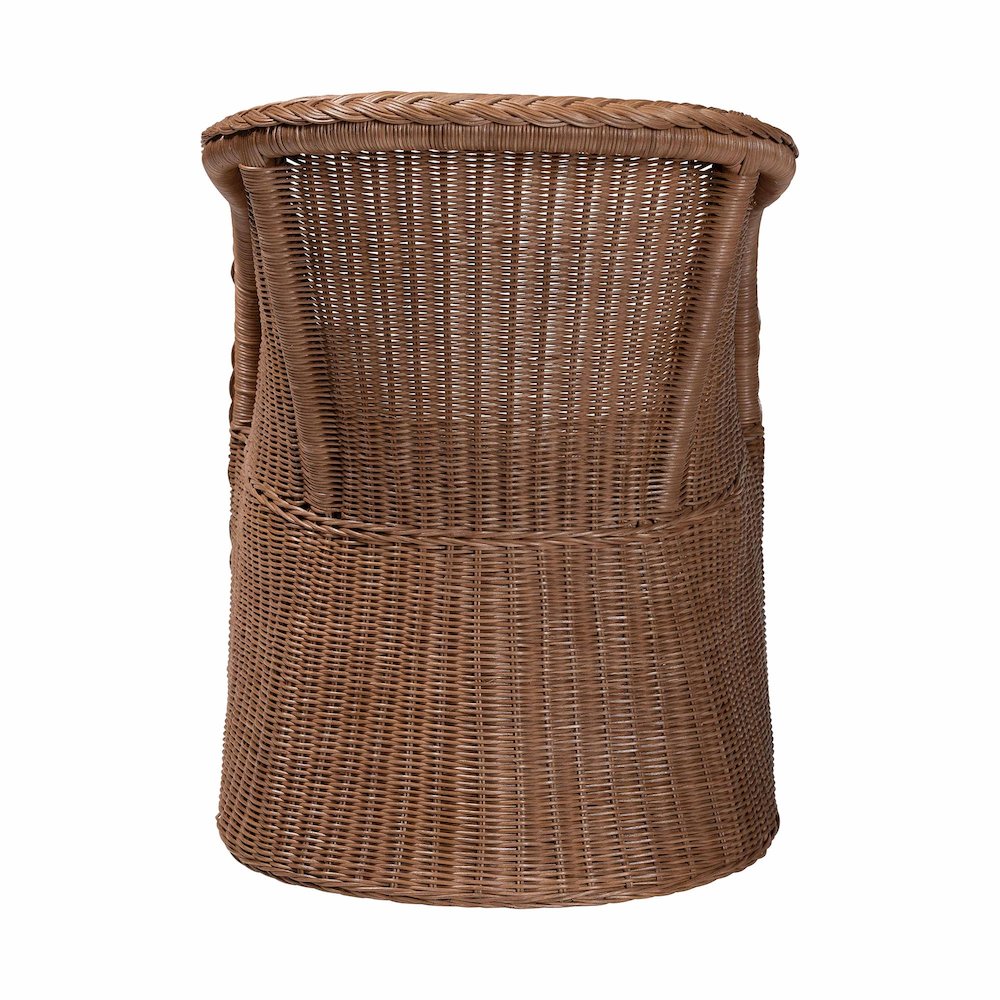 Memphis Bohemian Peanut Brown Braided Rattan Arm Chair. Picture 4