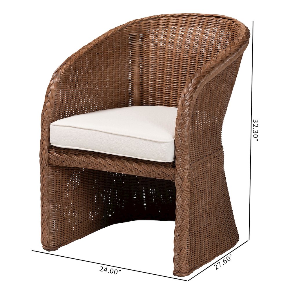 Memphis Bohemian Peanut Brown Braided Rattan Arm Chair. Picture 9