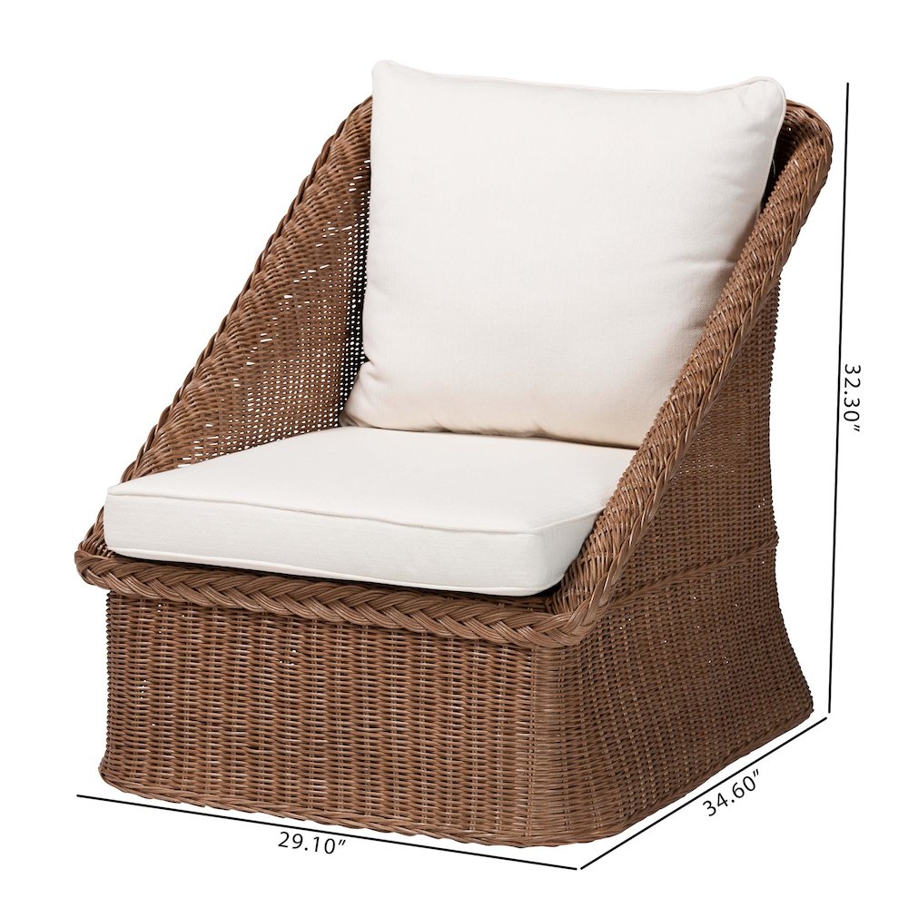 Derris Bohemian Peanut Brown Braided Rattan 2-Piece Arm Chair Set. Picture 11