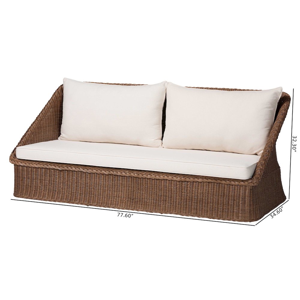 Derris Bohemian Peanut Brown Braided Rattan Sofa. Picture 10