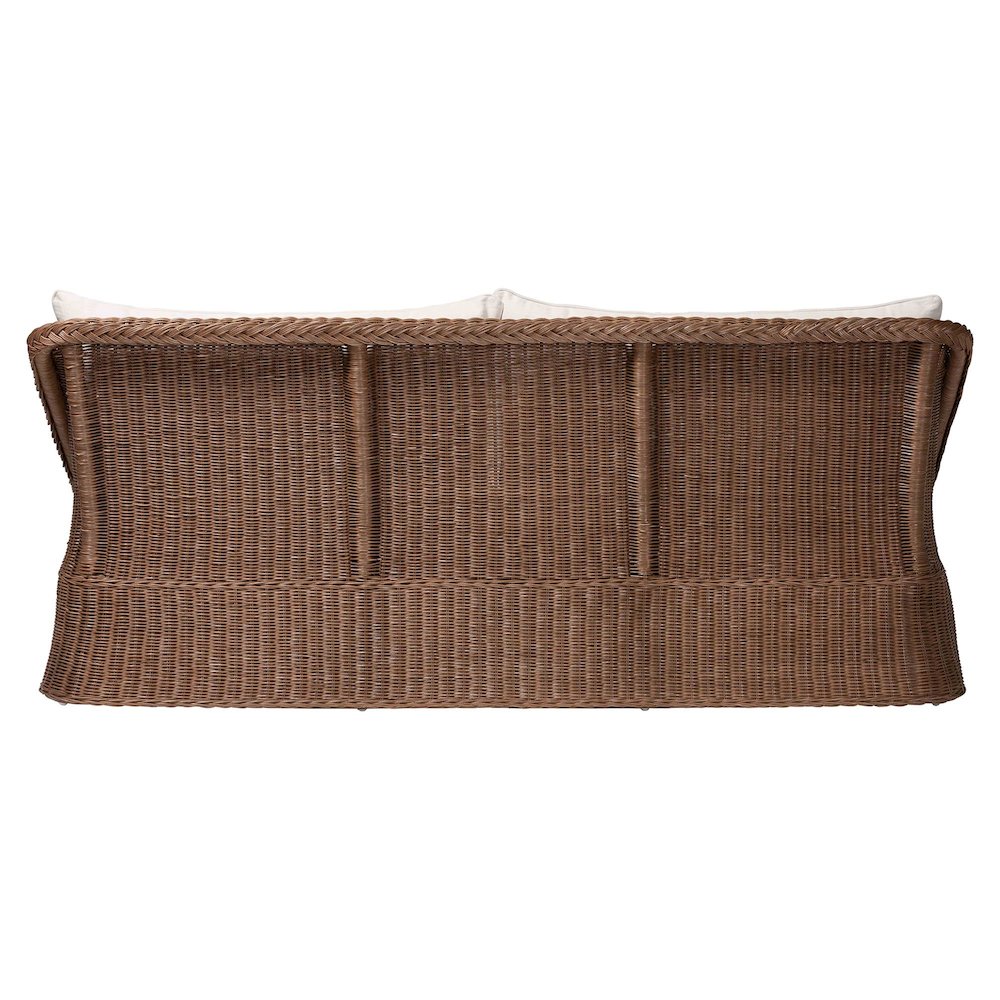 Derris Bohemian Peanut Brown Braided Rattan Sofa. Picture 4