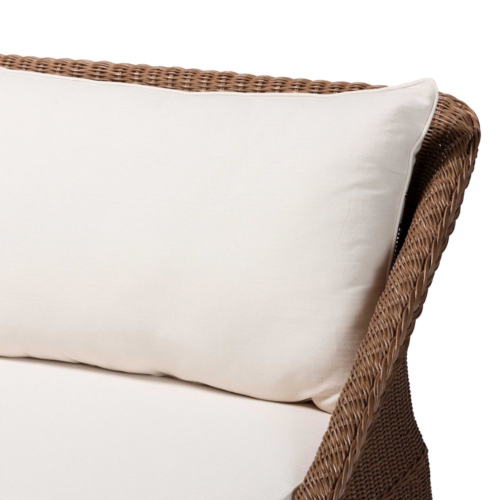 Derris Bohemian Peanut Brown Braided Rattan Sofa. Picture 5
