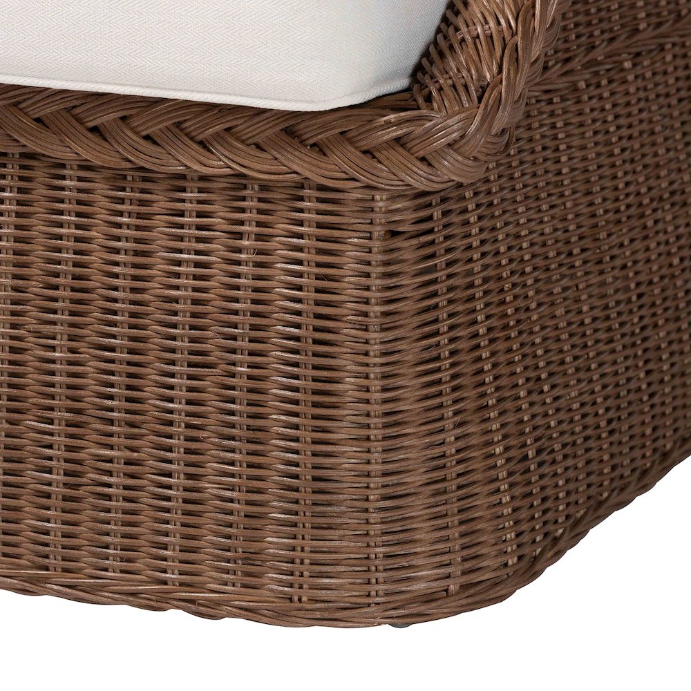 Derris Bohemian Peanut Brown Braided Rattan Sofa. Picture 6