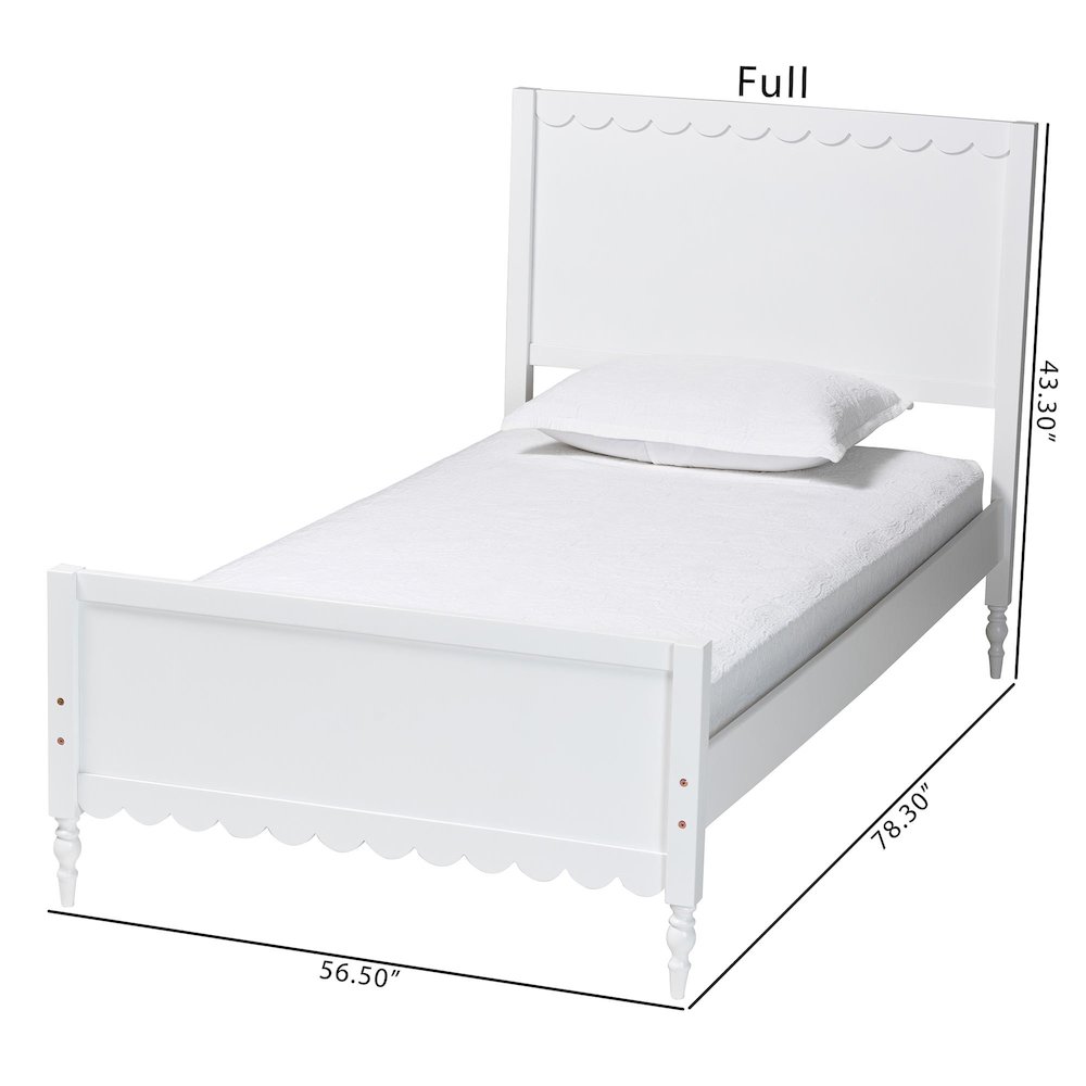 Roni Modern White Wood Twin Platform Bed with Scalloped Edges. Picture 10