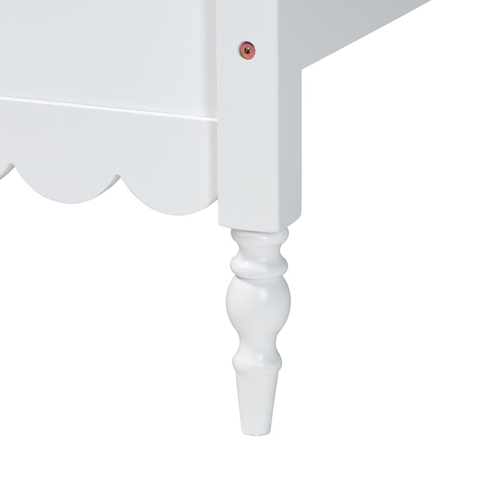 Roni Modern White Wood Twin Platform Bed with Scalloped Edges. Picture 5