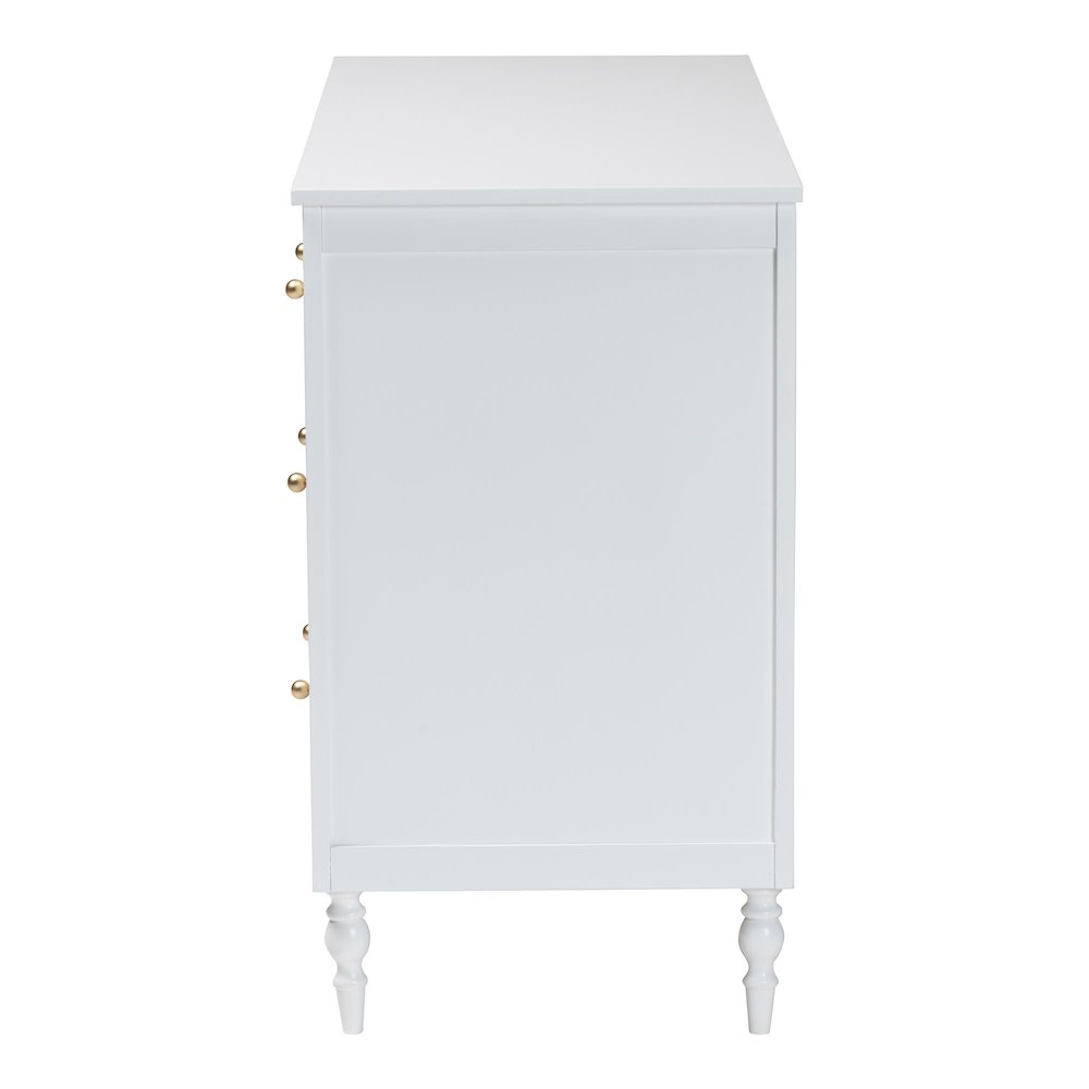Roni Modern White Wood 7-Drawer Dresser with Scalloped Edges. Picture 4