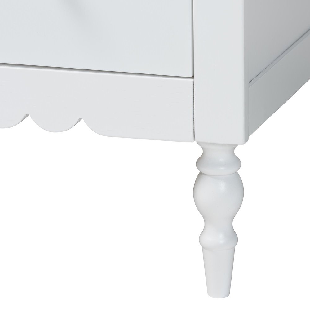 Roni Modern White Wood 7-Drawer Dresser with Scalloped Edges. Picture 6