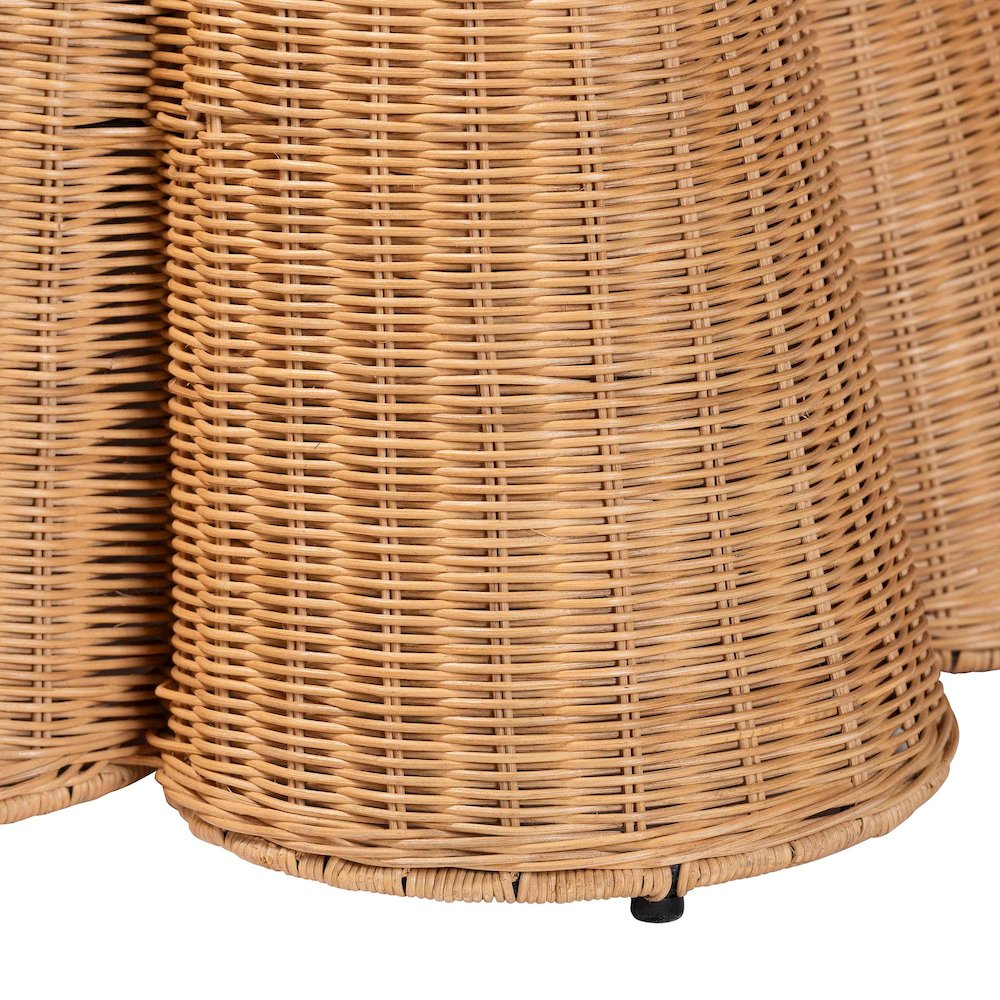 Palm Scallop Natural Rattan Ottoman with Cushion. Picture 5