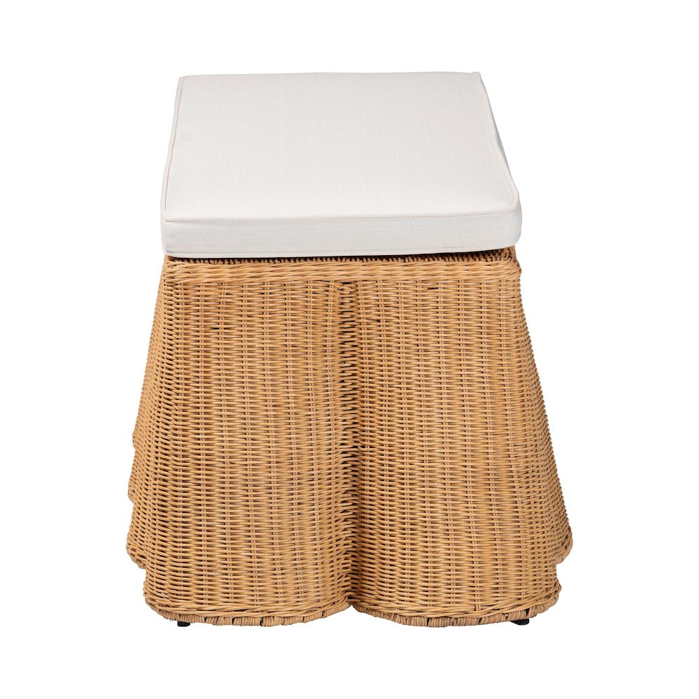 Palm Scallop Natural Rattan Ottoman. Picture 3