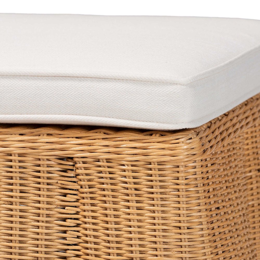 Palm Scallop Natural Rattan Ottoman. Picture 4