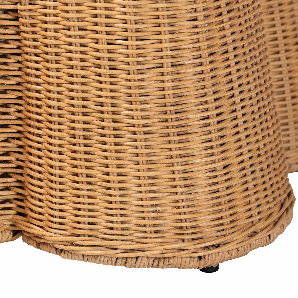 Palm Scallop Natural Rattan Ottoman. Picture 5