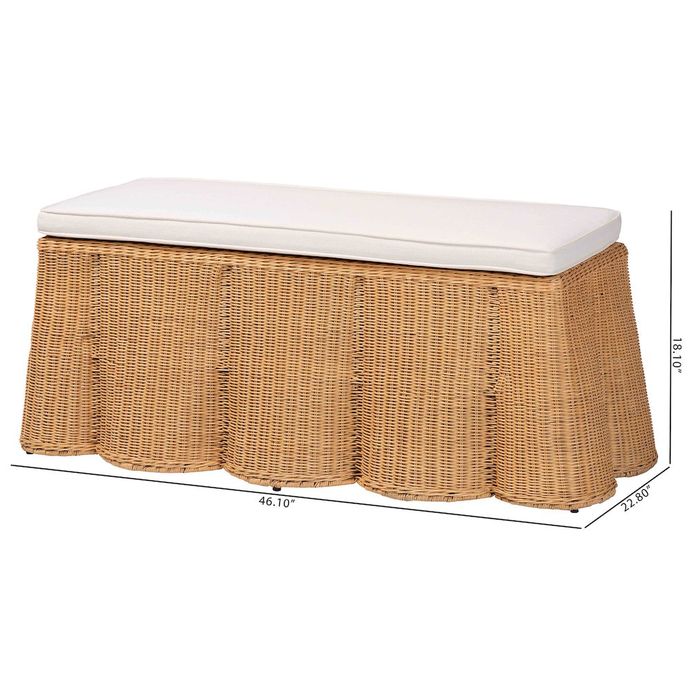 Palm Scallop Natural Rattan Ottoman. Picture 9