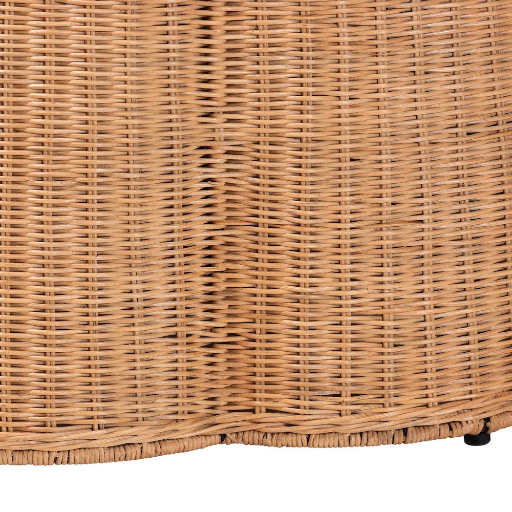 Palm Scallop Natural Rattan Ottoman. Picture 3