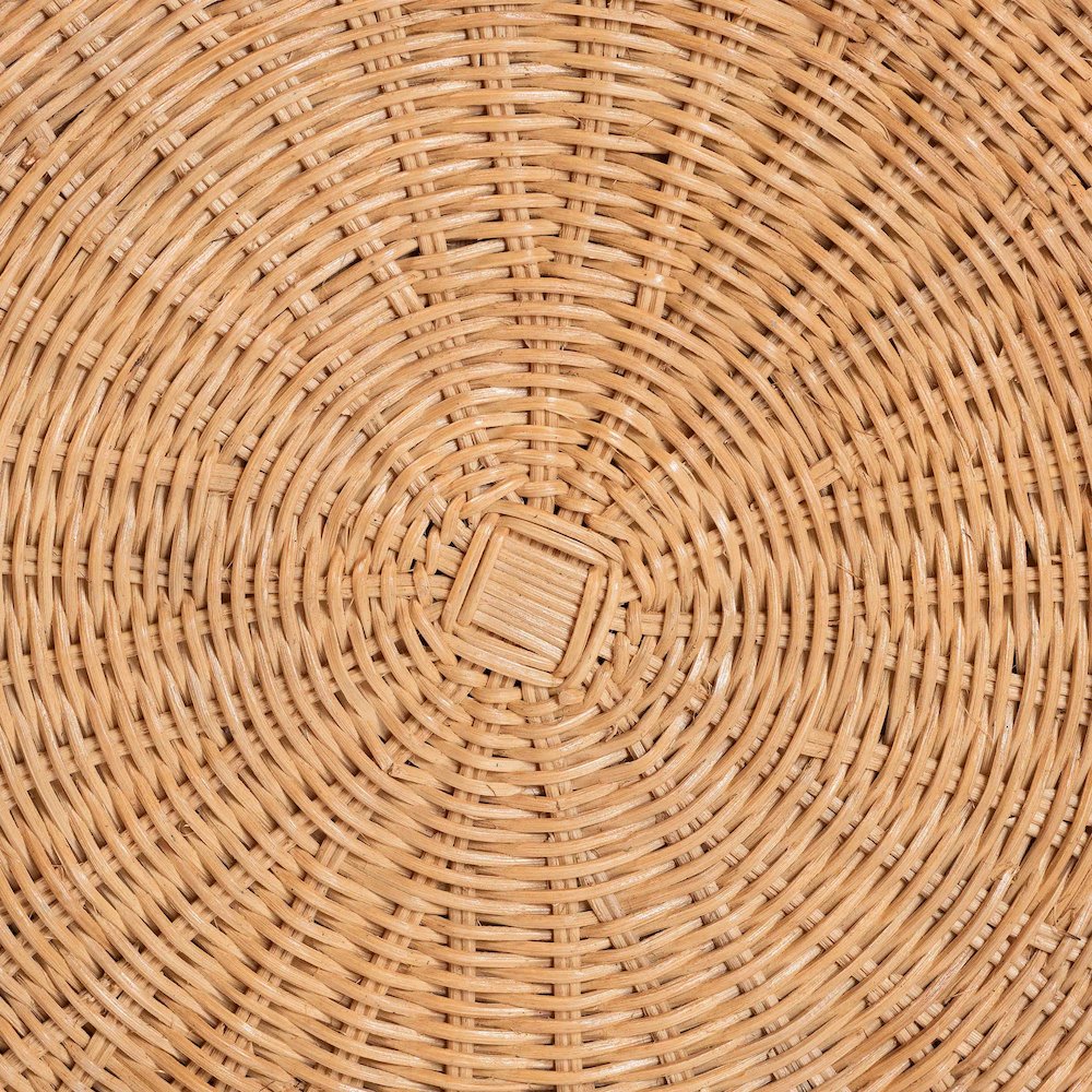 Palm Scallop Natural Rattan Ottoman. Picture 4