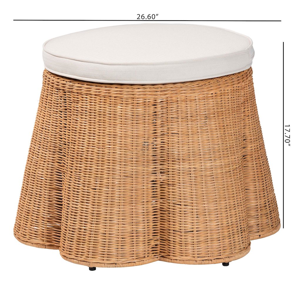 Palm Scallop Natural Rattan Ottoman. Picture 7