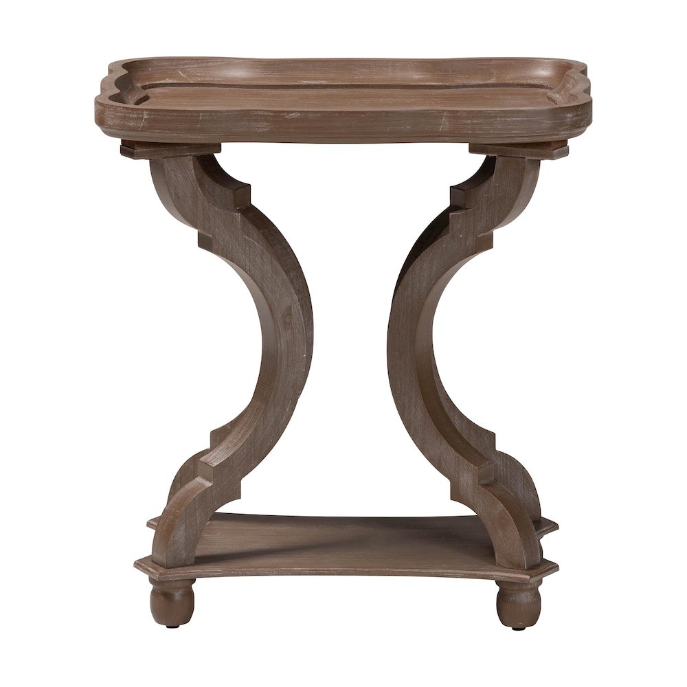 Yannick French Country Antique Brown Wood End Table. Picture 1