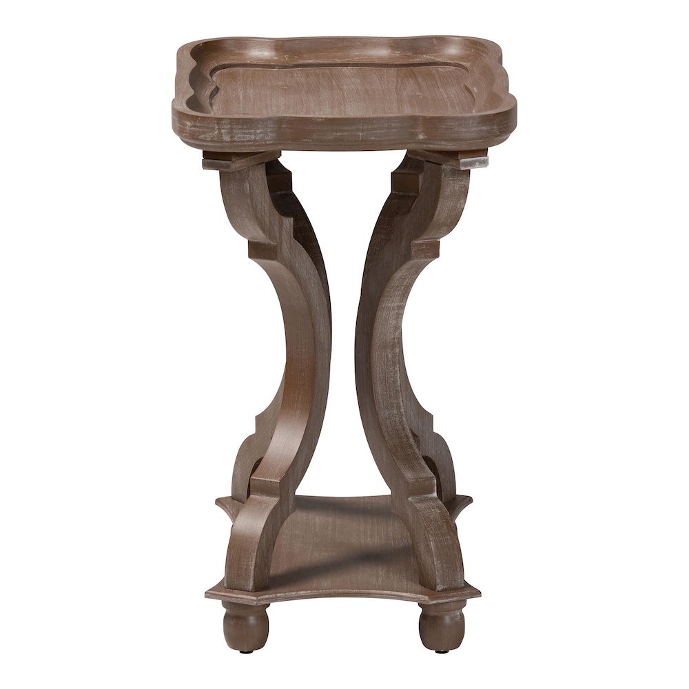 Yannick French Country Antique Brown Wood End Table. Picture 3
