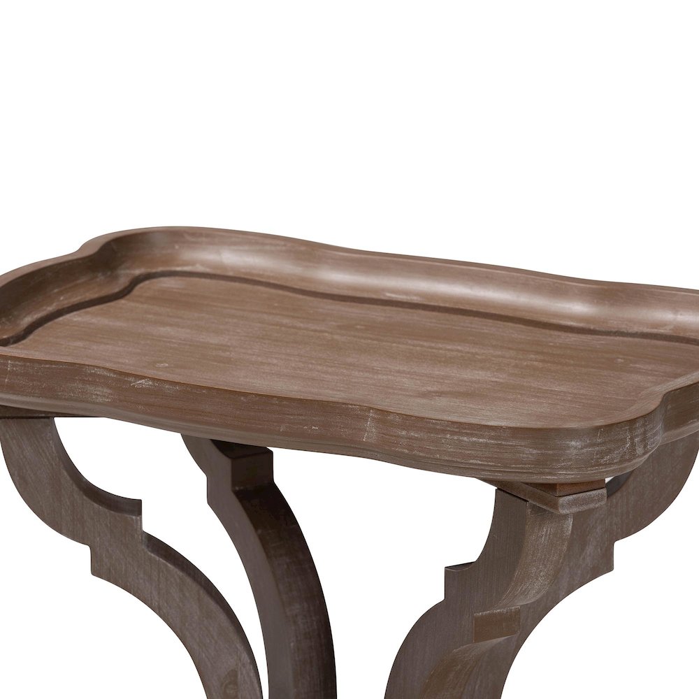 Yannick French Country Antique Brown Wood End Table. Picture 4