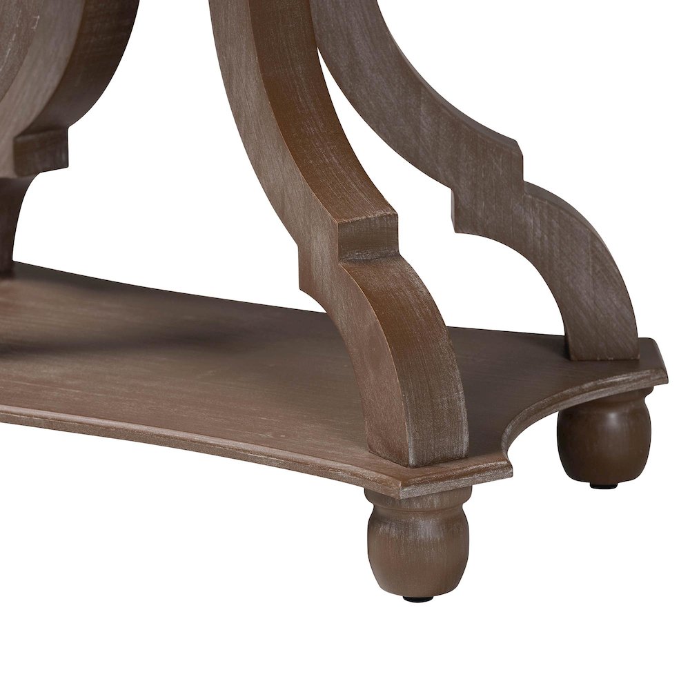 Yannick French Country Antique Brown Wood End Table. Picture 5