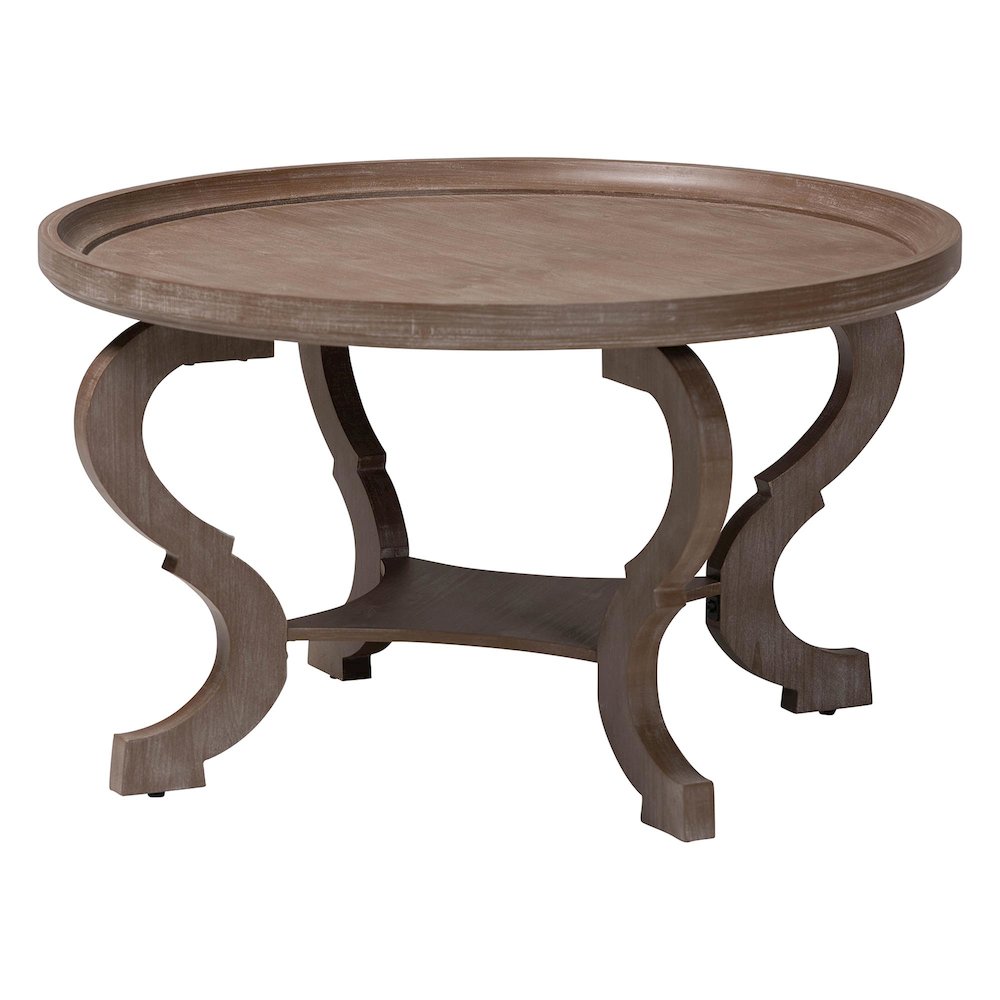 Madrona French Country Antique Brown Wood Coffee Table. Picture 2
