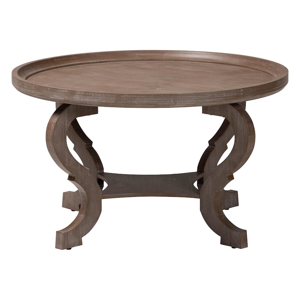 Madrona French Country Antique Brown Wood Coffee Table. Picture 1