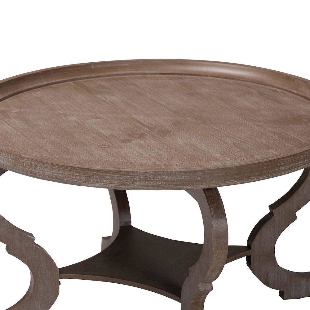 Madrona French Country Antique Brown Wood Coffee Table. Picture 3