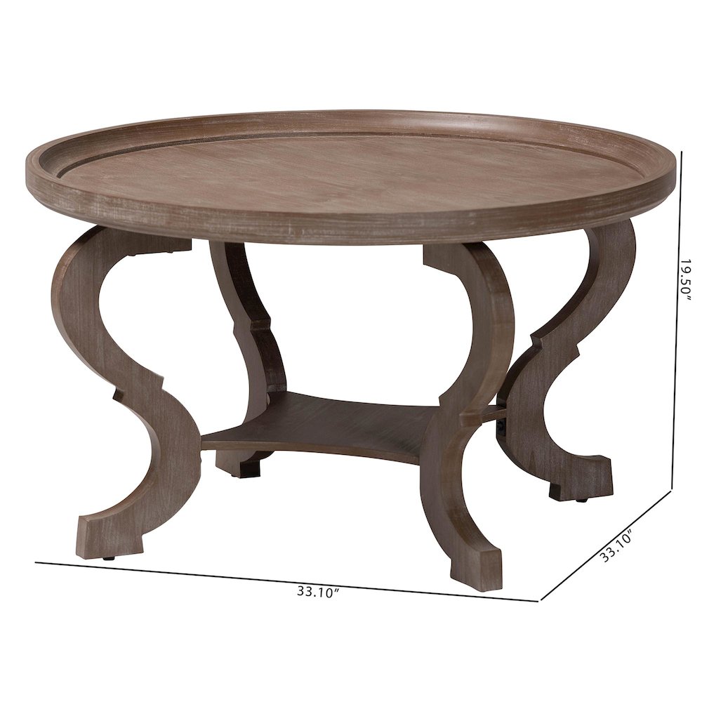 Madrona French Country Antique Brown Wood Coffee Table. Picture 9