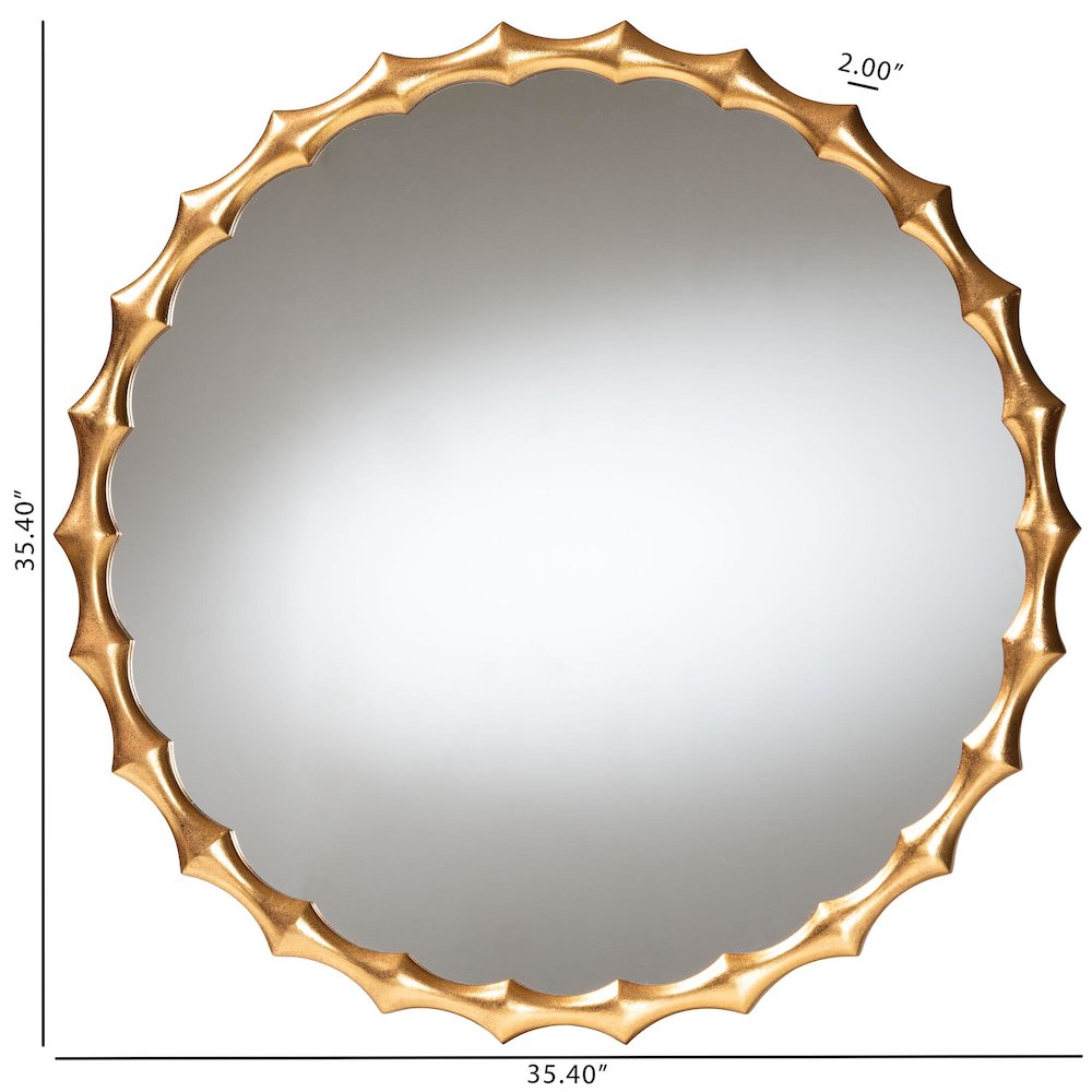 Everette Antique Goldleaf Bamboo-Border Accent Wall Mirror. Picture 4