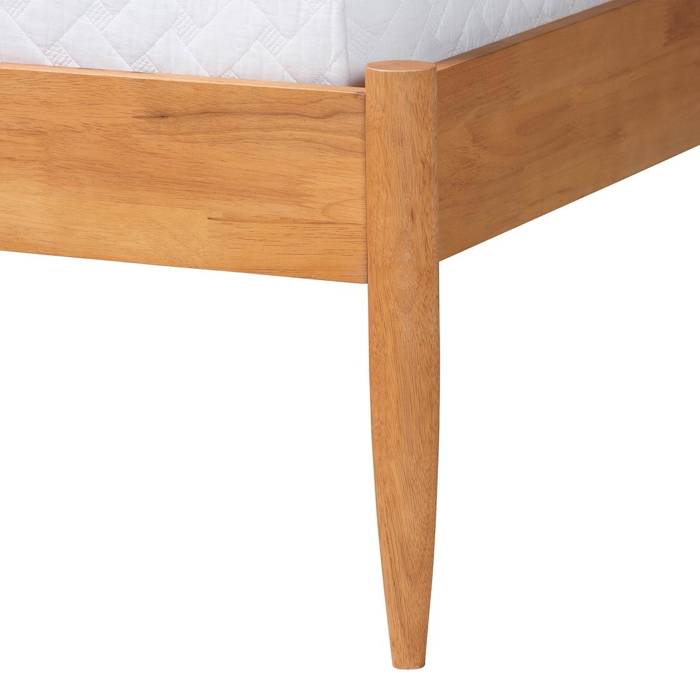 Dawson Japandi Cream Teddy Fabric and Oak Brown Wood Queen Bed. Picture 5