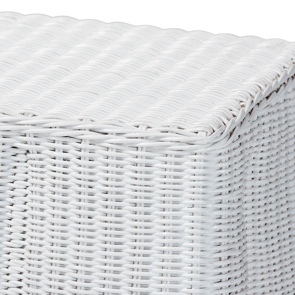 Palm Bohemian White Scallop Rattan Console Table. Picture 5