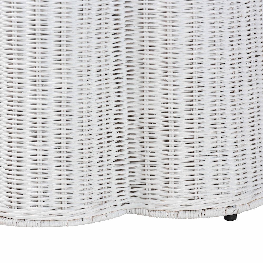 Palm Bohemian White Scalloped Rattan Console Table. Picture 2