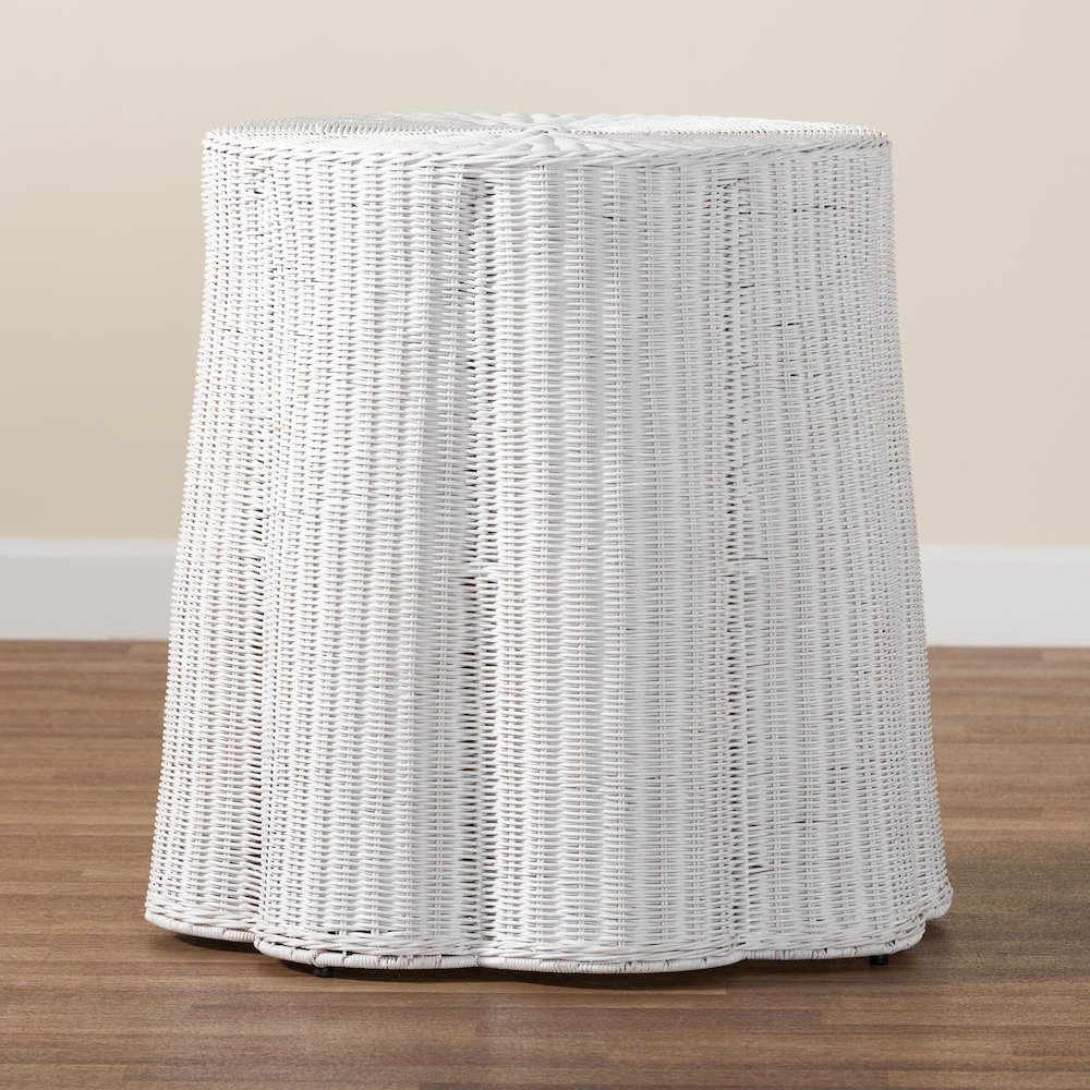 Palm Bohemian White Scalloped Rattan Console Table. Picture 6