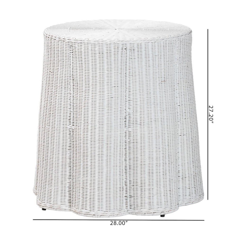 Palm Bohemian White Scalloped Rattan Console Table. Picture 7