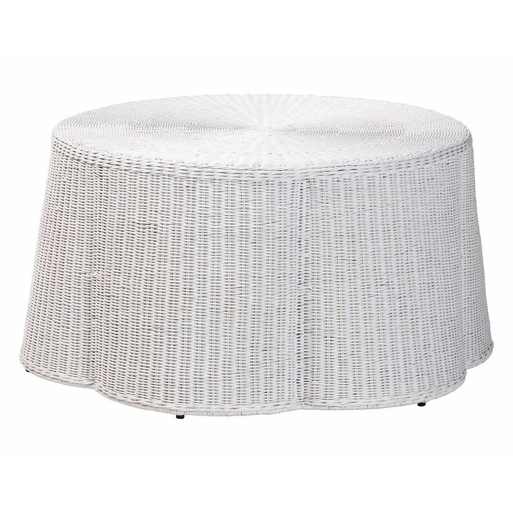 Palm Scalloped Natural Rattan Coffee Table. Picture 1
