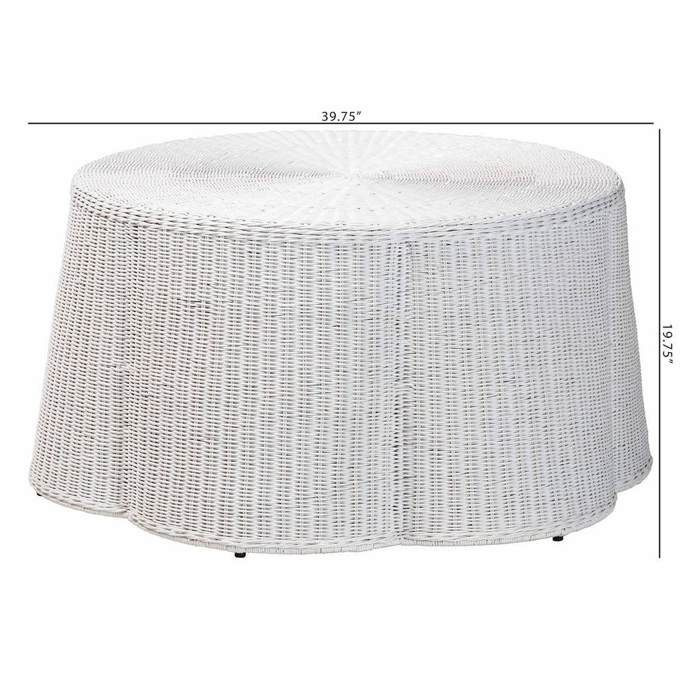 Palm Scalloped Natural Rattan Coffee Table. Picture 5