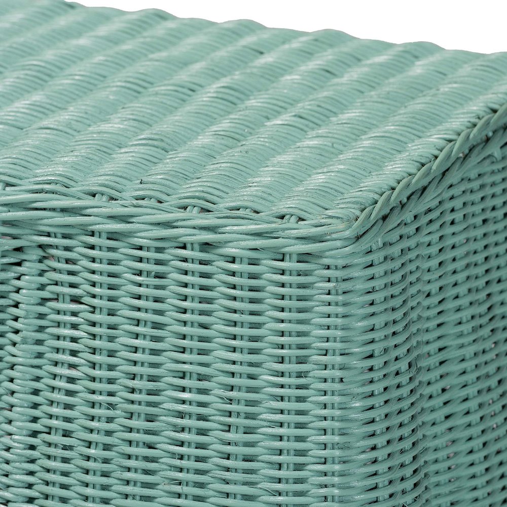 Palm Bohemian Seafoam Green Scallop Rattan Console Table. Picture 5