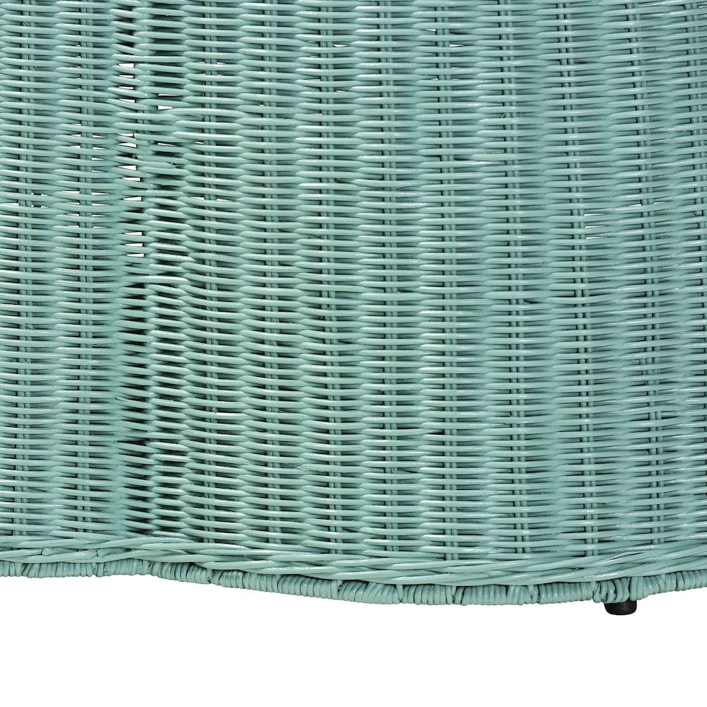 Palm Bohemian Seafoam Green Scalloped Rattan Coffee Table. Picture 3