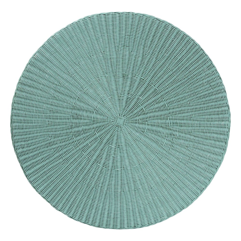 Palm Bohemian Seafoam Green Scalloped Rattan Coffee Table. Picture 2