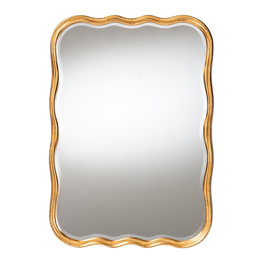 Fredrika Antique Goldleaf Scalloped Wood Accent Wall Mirror. Picture 1
