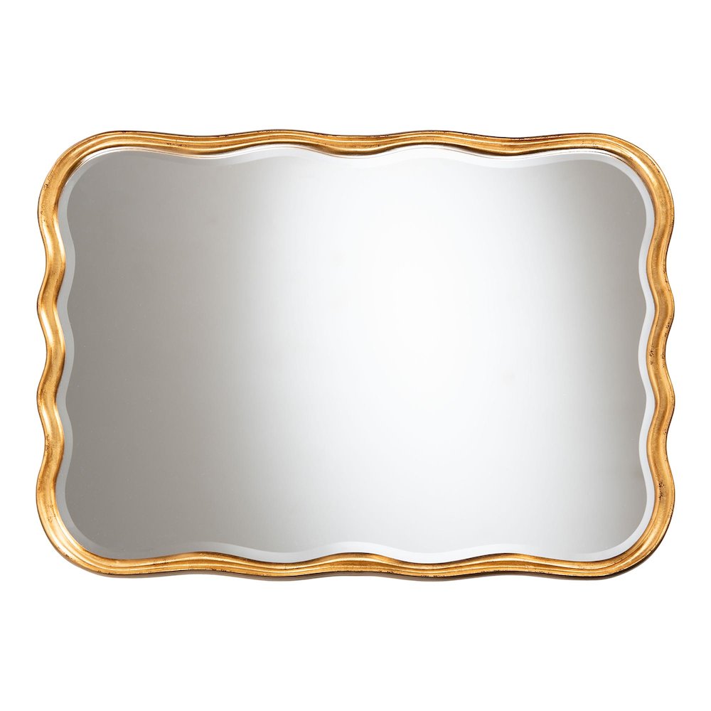 Fredrika Antique Goldleaf Scalloped Wood Accent Wall Mirror. Picture 2