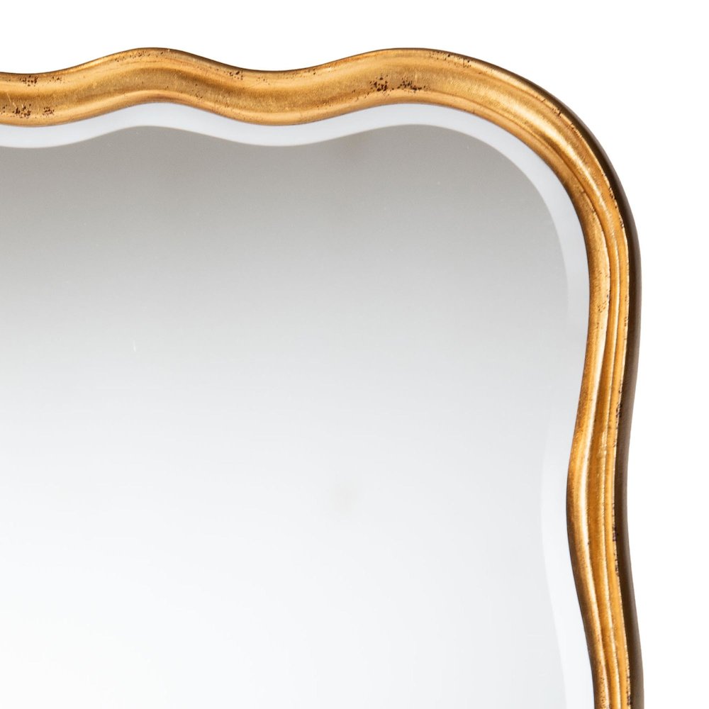 Fredrika Antique Goldleaf Scalloped Wood Accent Wall Mirror. Picture 3