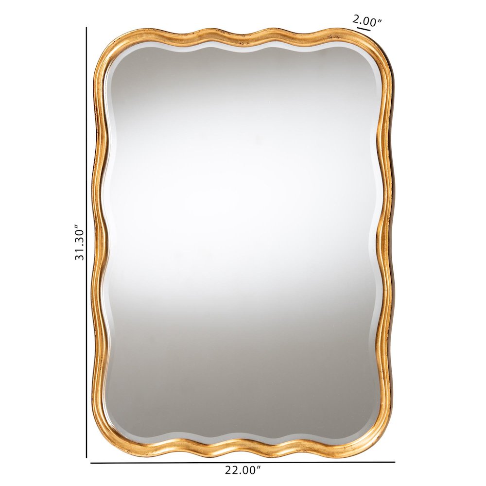 Fredrika Antique Goldleaf Scalloped Wood Accent Wall Mirror. Picture 5